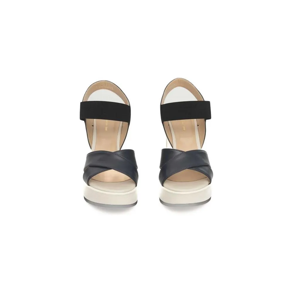 Cerruti 1881 Blue Calfskin Women Sandal Royal Caribbean Sandals