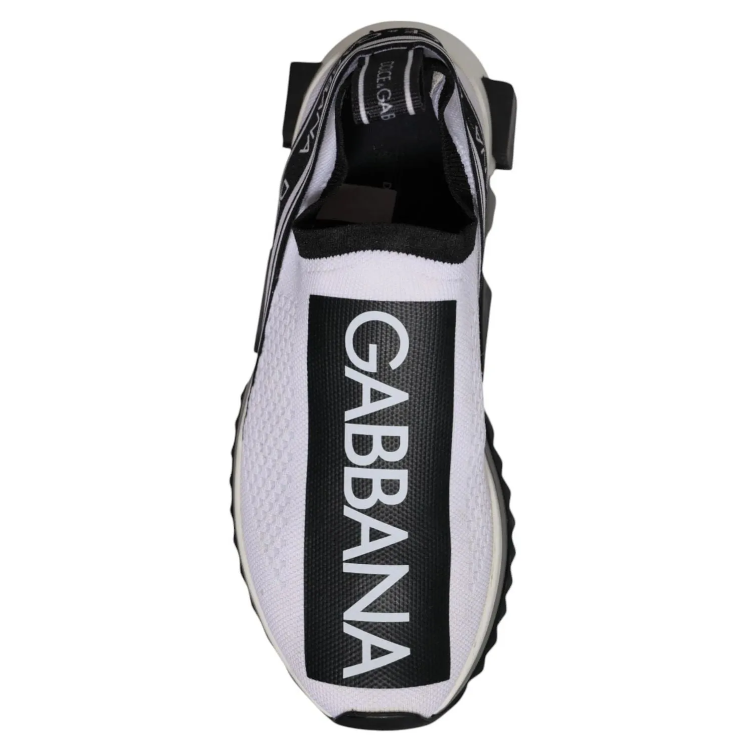 Dolce & Gabbana White Black Slip On Sorrento Sneakers Shoes Velcro Strap Sneakers
