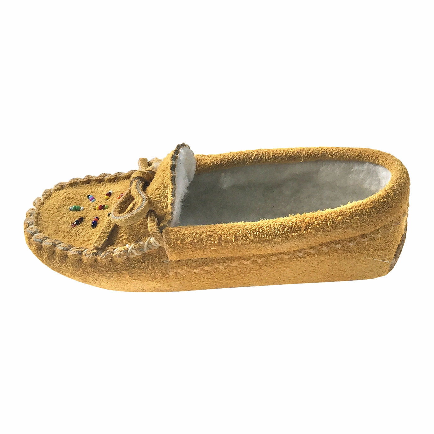 Children's Moose Hide Suede Fleece Lined Beaded Moccasins Tabi Slippers