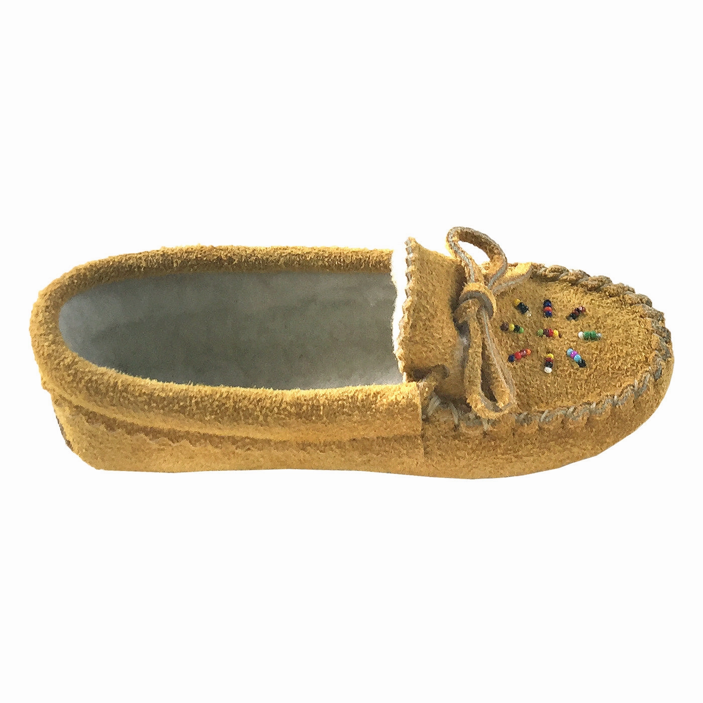 Children's Moose Hide Suede Fleece Lined Beaded Moccasins Clog Slippers Dutch