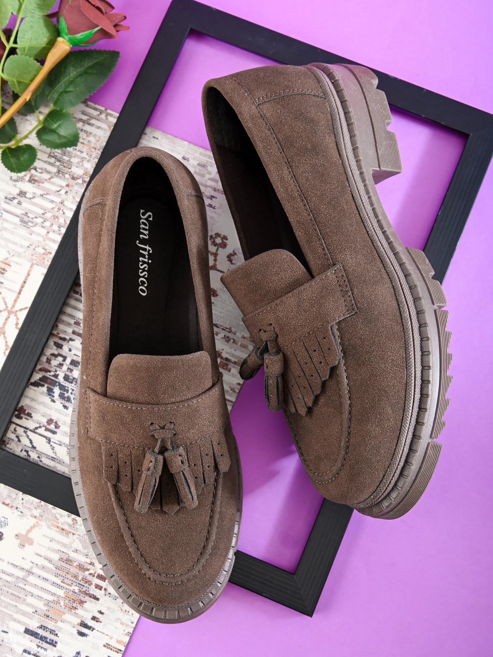 Chloe Women Brown Chunky Loafers Toe Penny Loafers