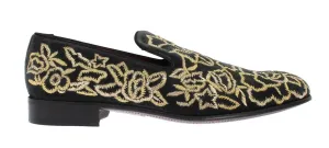 Gray Velvet Gold Embroidery Loafers Loafers Work Outfit