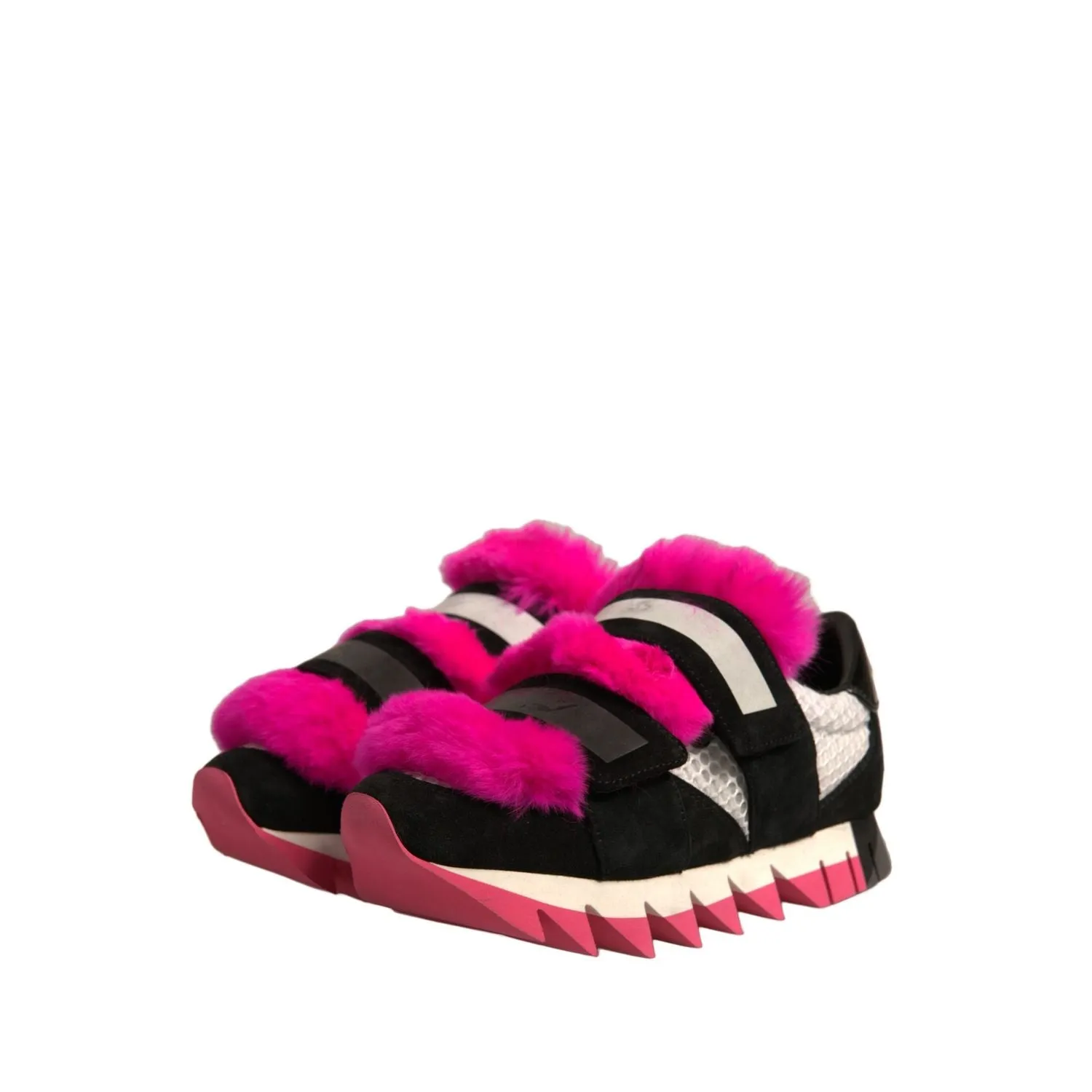 Clark Sneakers Dolce & Gabbana Black Pink Fur Embellished Sneakers Shoes