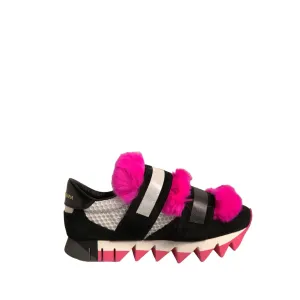 Prada Shoes Sneakers Dolce & Gabbana Black Pink Fur Embellished Sneakers Shoes