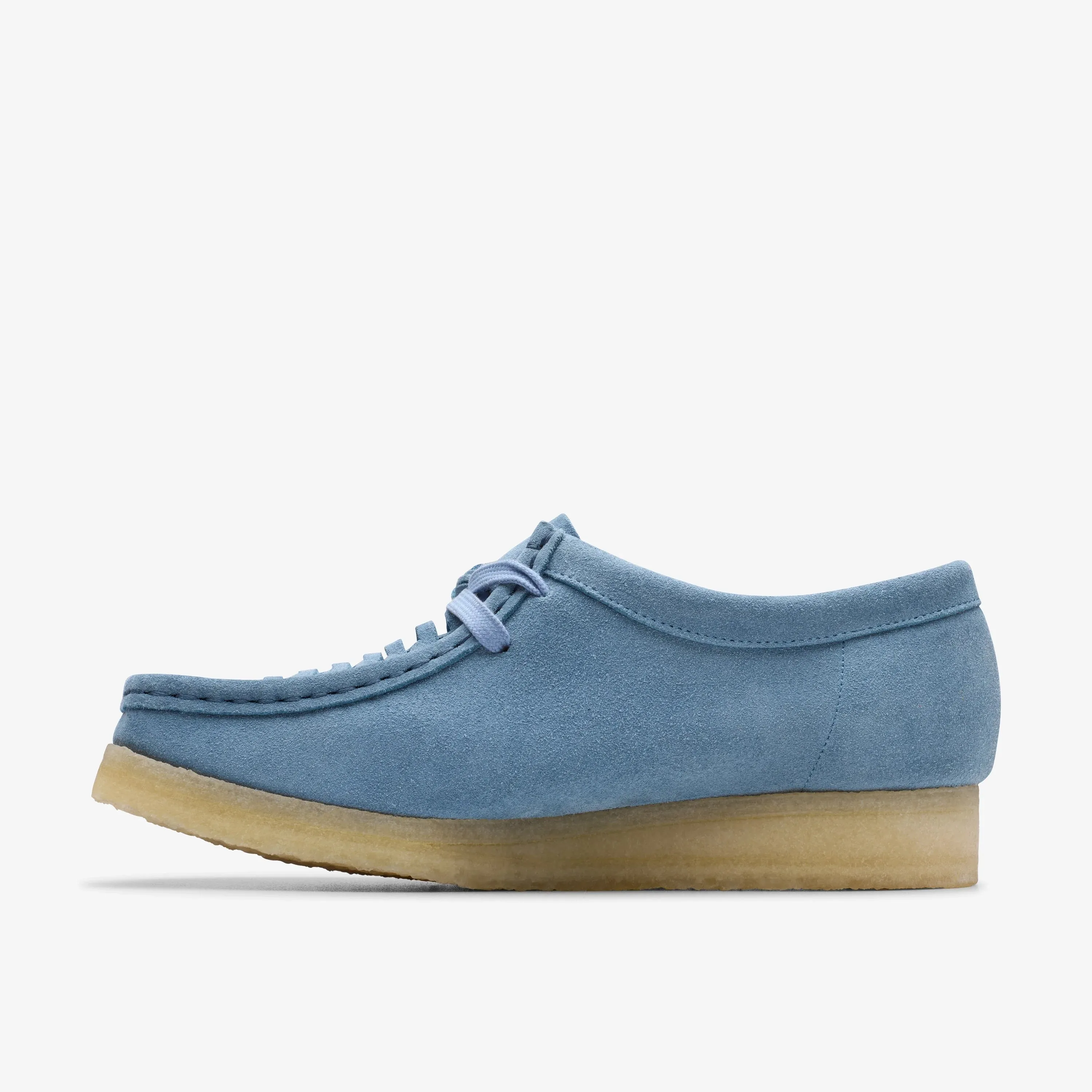 CLARKS | CASUAL SHOES | WOMEN | WALLABEE WEAVE POWDER BLUE SUEDE Arc Crazy Horse Leather Platform Casual Shoes