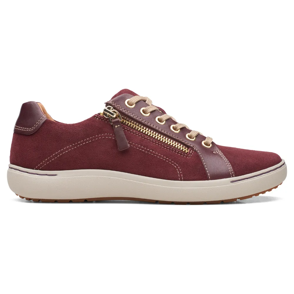 Clarks Nalle Lace Burgundy Suede Sneaker (Women's) Cloud 5 Shoes
