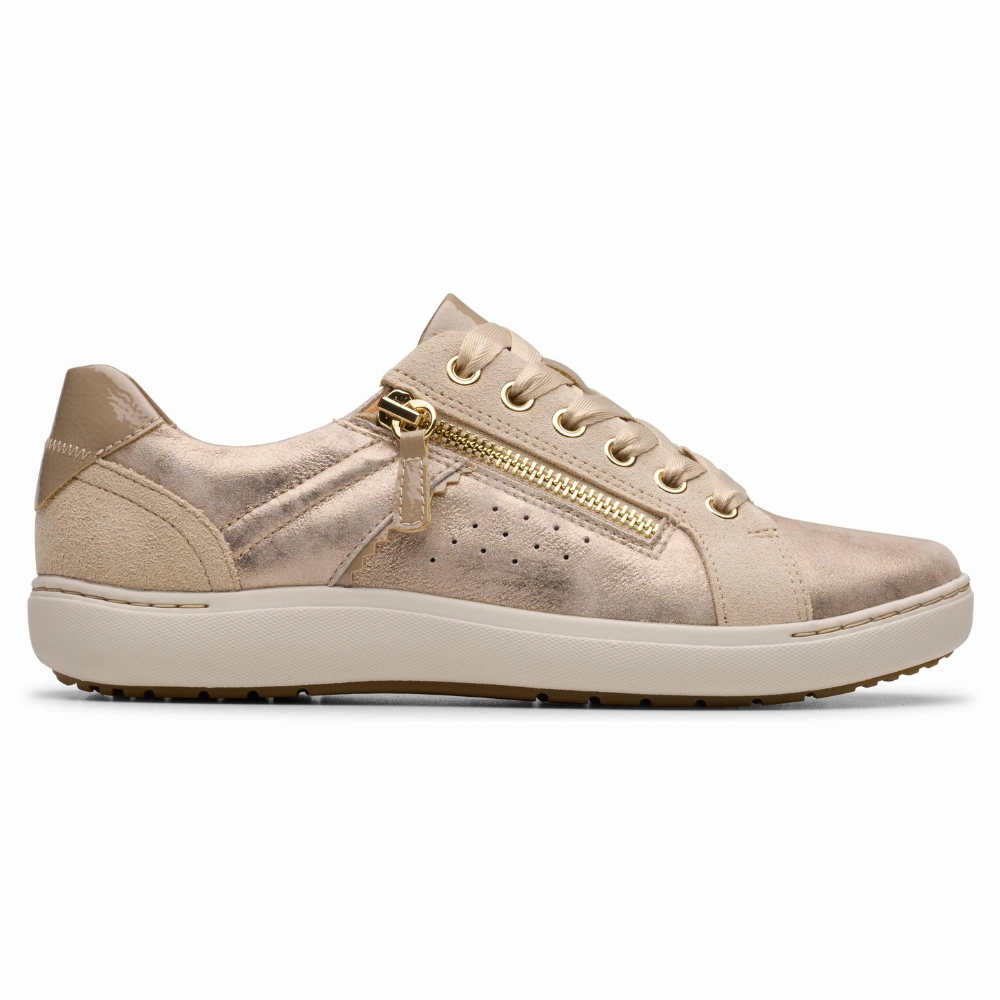 Clarks Nalle Zen Metallic Leather Sneaker (Women's) Running Shoes Belfast