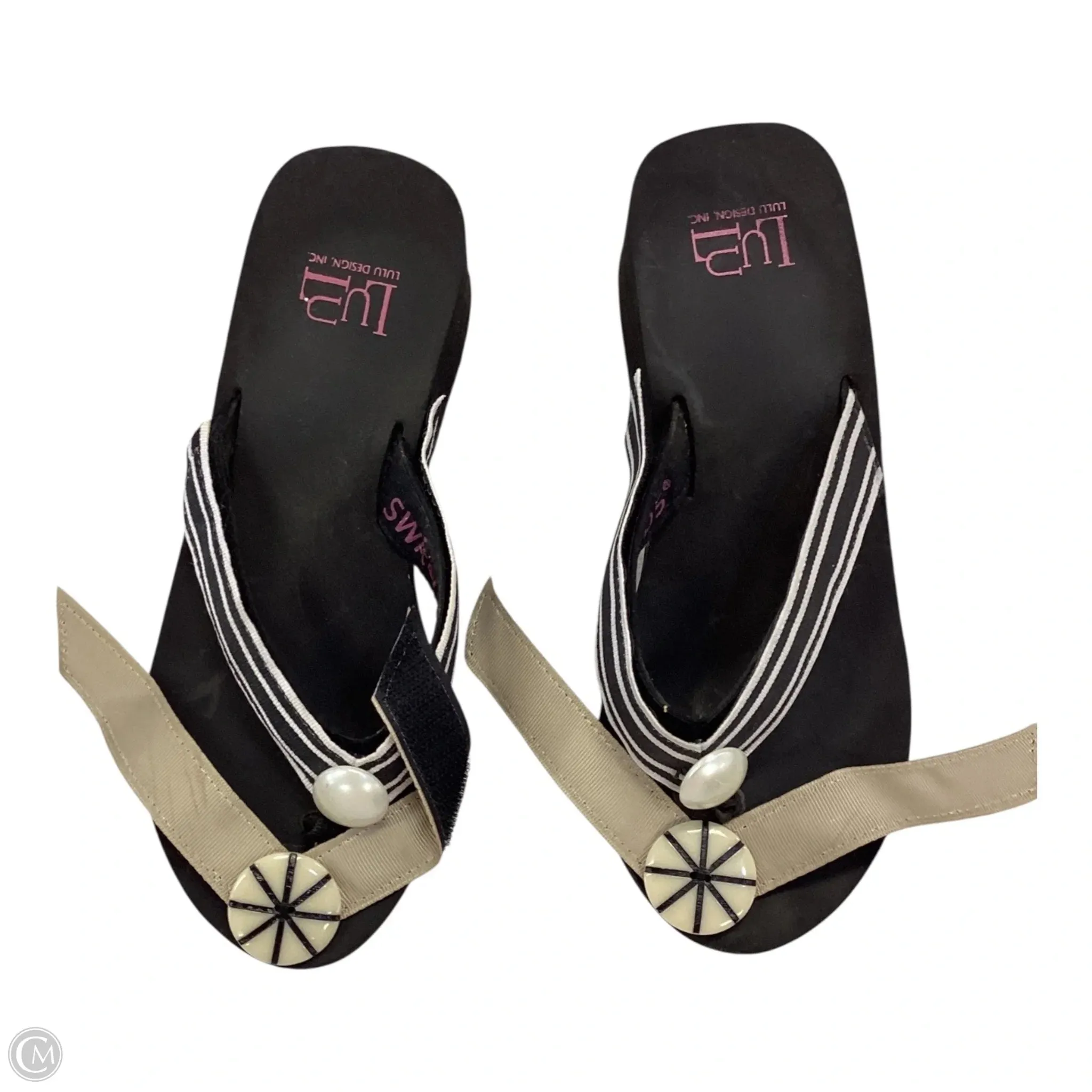 Sandals Flip Flops By Lulu In Black & White, Size: 7 Inc Flip Flops
