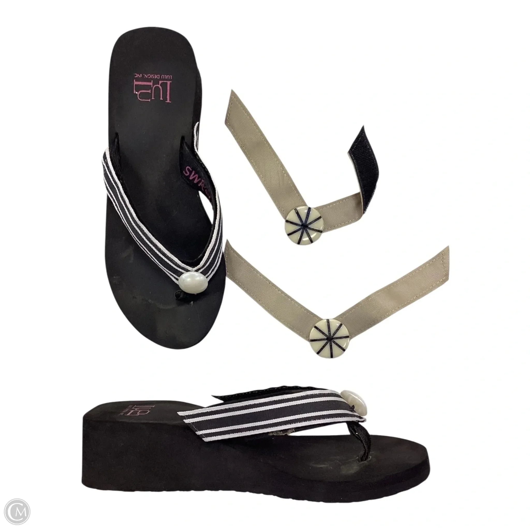 Sandals Flip Flops By Lulu In Black & White, Size: 7 Sporto Flip Flops