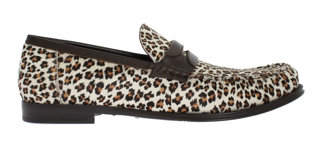 Brown Leather Pony Loafers Shoes Christmas Loafers