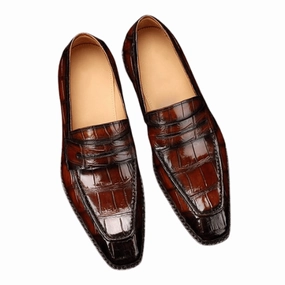 Custom Made Handmade Premium Quality Alligator Print Shoes Men's Loafers Shoes Slipon Shoes Moccasin Shoes Moschino Loafers