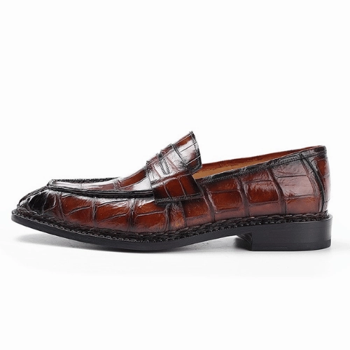 Custom Made Handmade Premium Quality Alligator Print Shoes Men's Loafers Shoes Slipon Shoes Moccasin Shoes Flattered Loafers