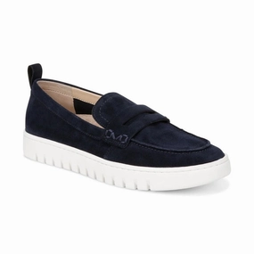 Vionic Women's Uptown Loafer Navy / White Suede Shoes Mens Loafers Black