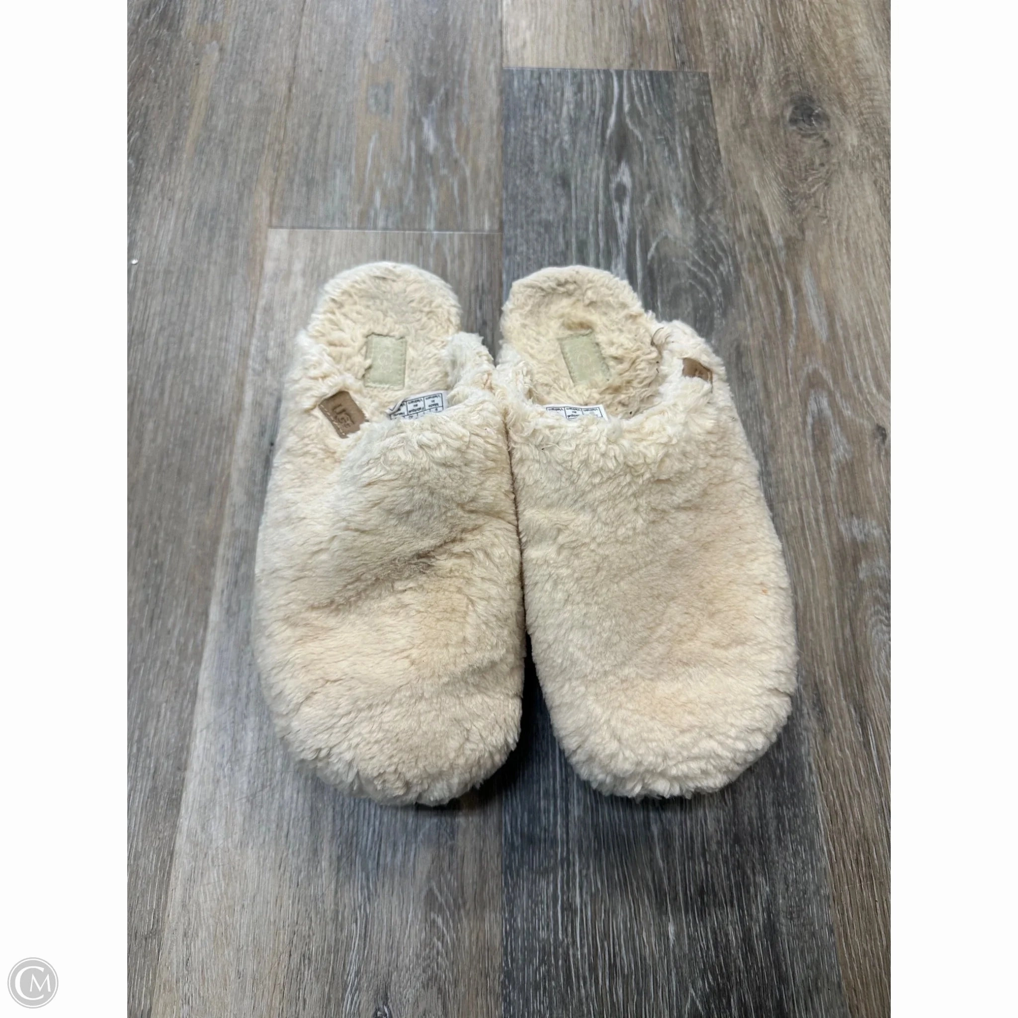 Slippers By Ugg In Cream Slippers With Strap On Back