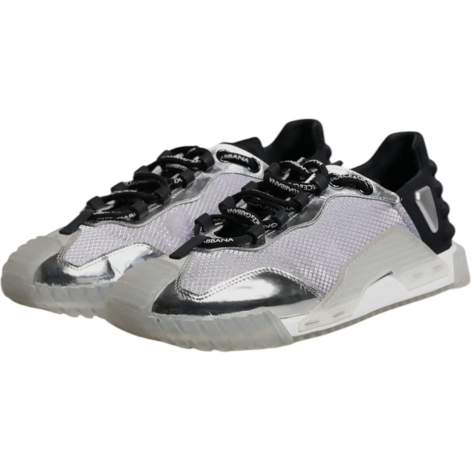 Dolce & Gabbana Silver Black Nylon NS1 Low Top Sneakers Shoes Minnie Mouse Sneakers