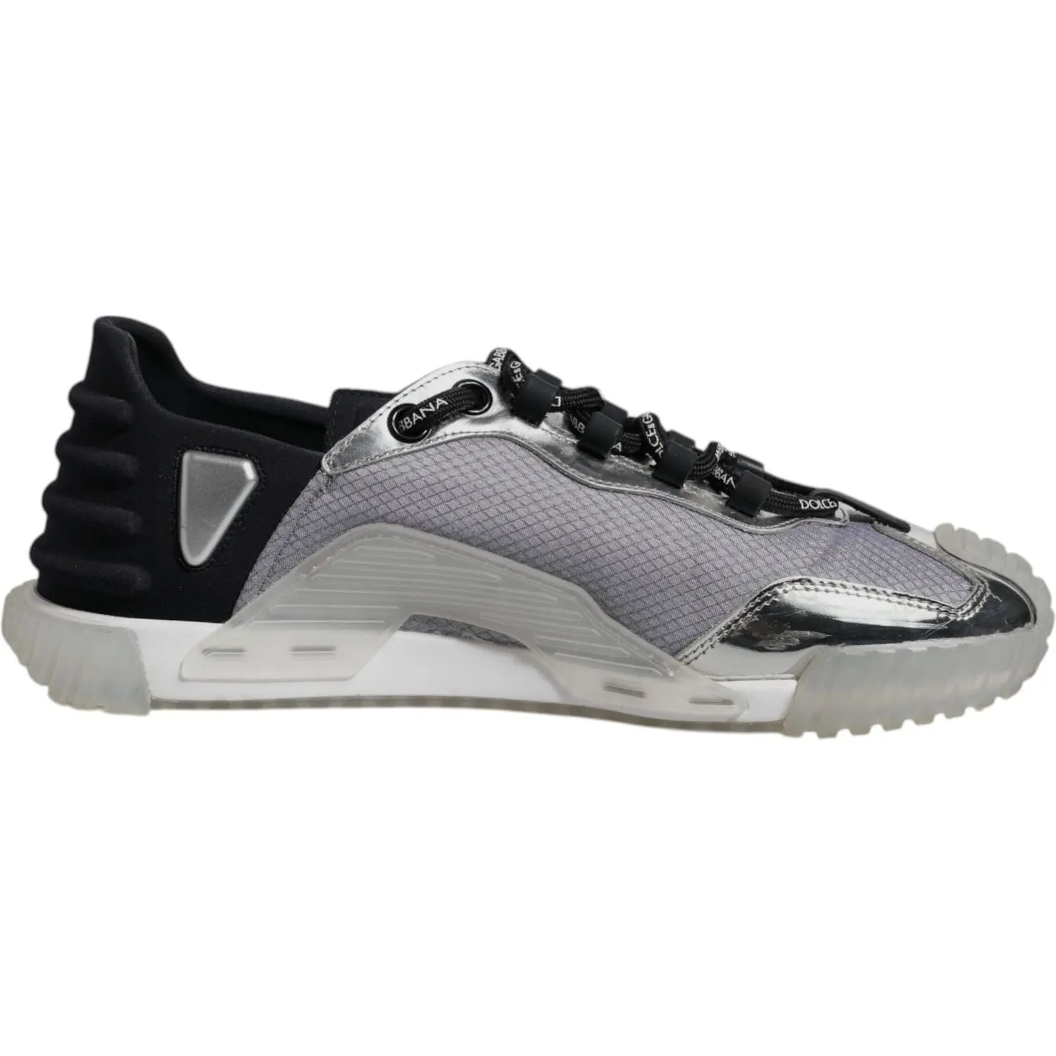 Dress Shoes Like Sneakers Dolce & Gabbana Silver Black Nylon NS1 Low Top Sneakers Shoes