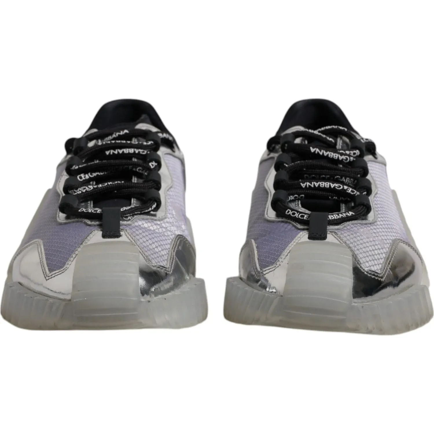 Dolce & Gabbana Silver Black Nylon NS1 Low Top Sneakers Shoes D G Sneakers