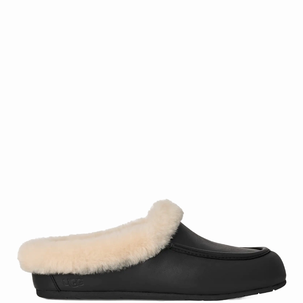 Sheep By The Sea Slippers ANSLEY MULE LEATHER BLACK