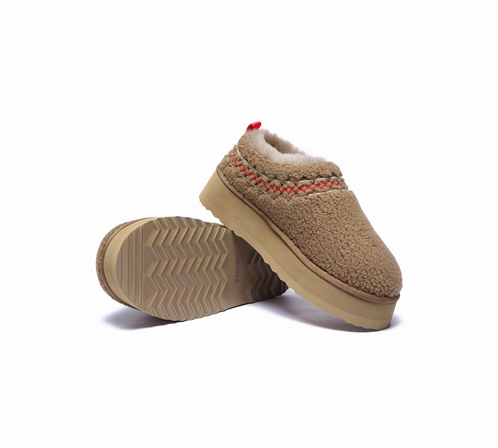 Schnauzer Slippers EVERAU UGG Slippers Sheepskin Wool Plush Ankle Platform Madge