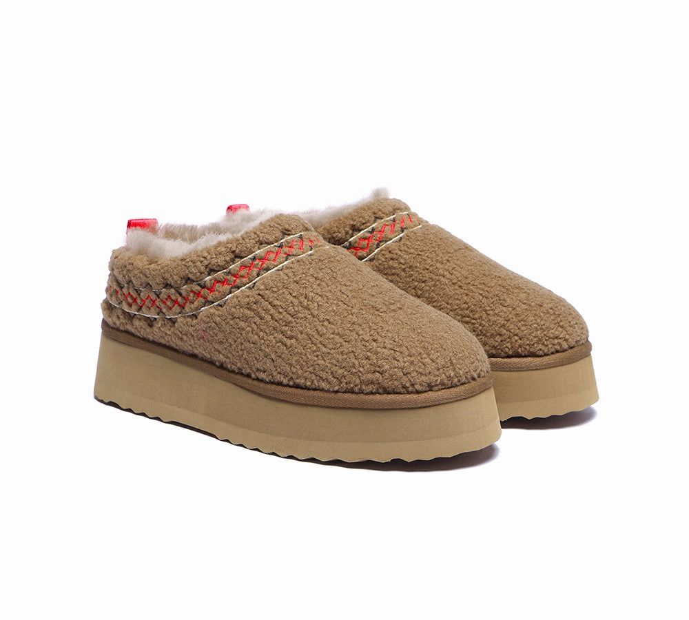 Mou Slippers EVERAU UGG Slippers Sheepskin Wool Plush Ankle Platform Madge