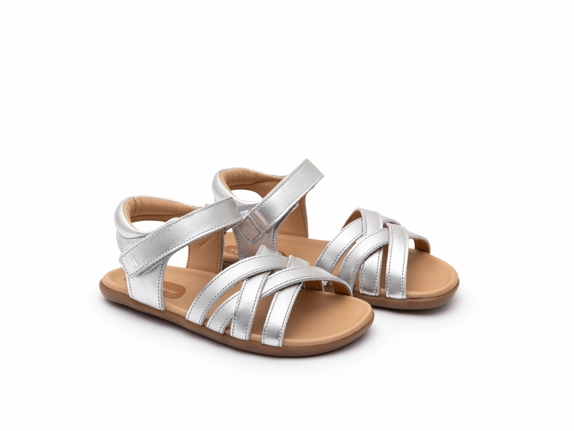 Dress Sandals Tip Toey Joey Girl's Criss Cross Sandals - Sterling Silver
