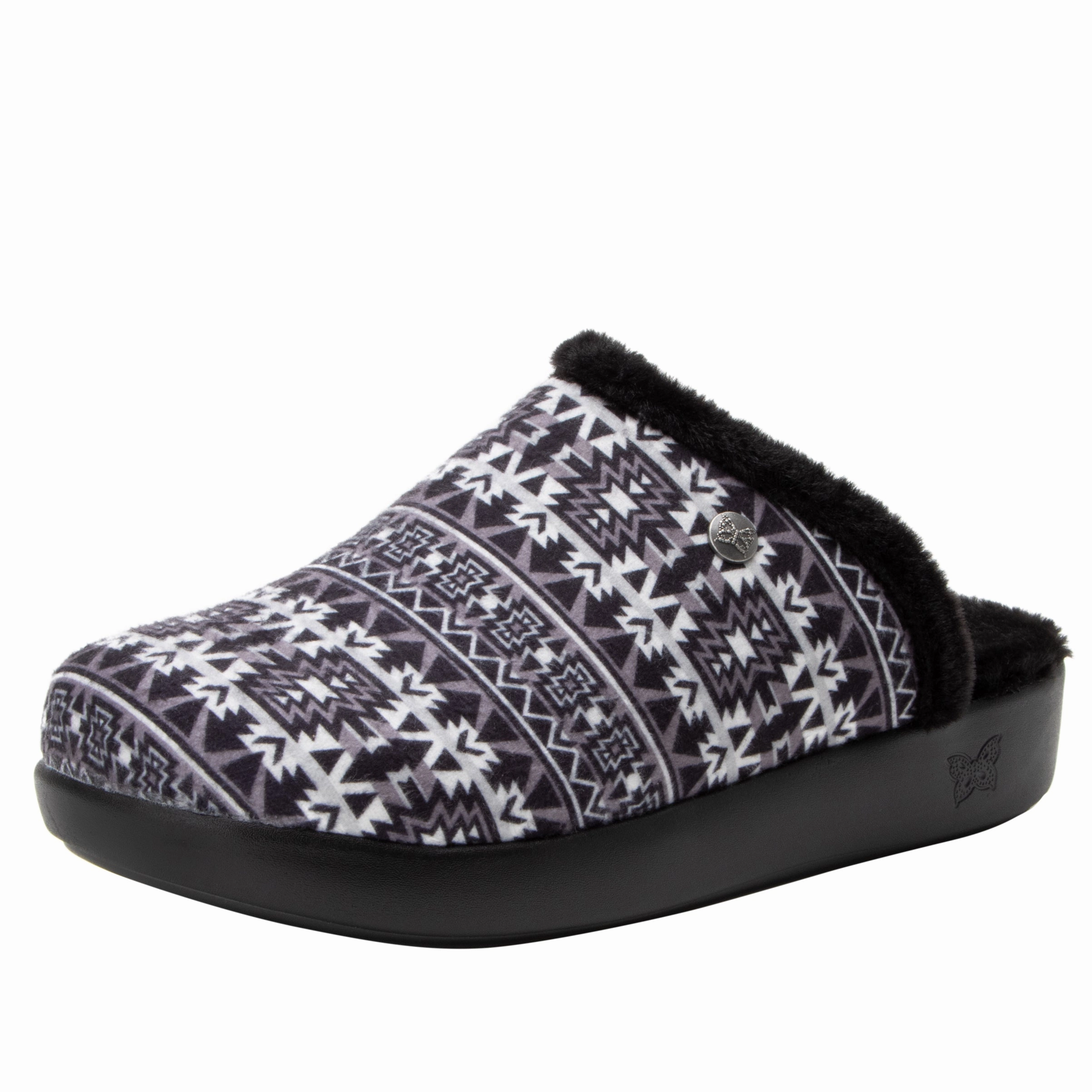 Comfee Santa Fe Grey Slipper Slides With Flowers