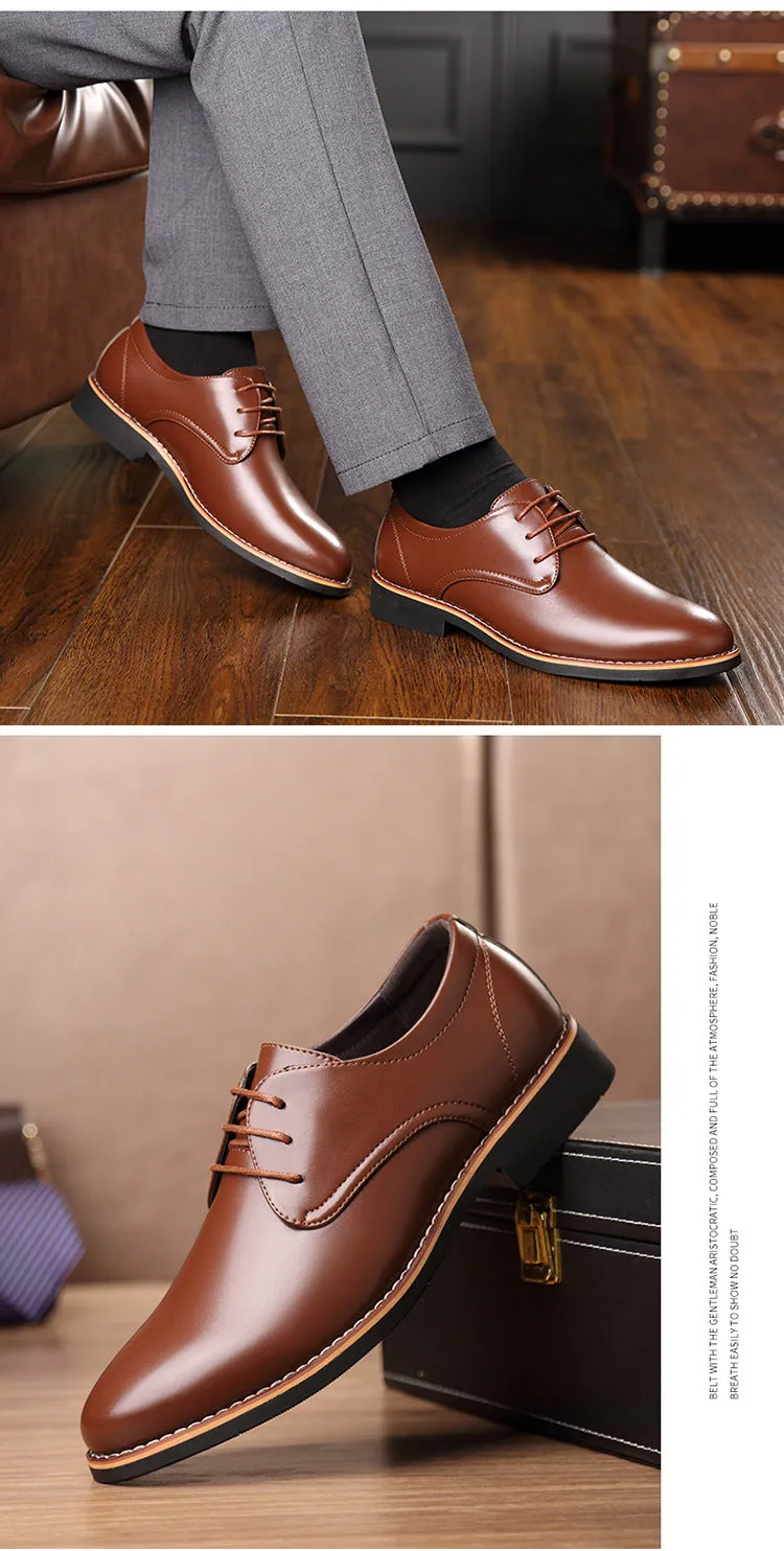 New Black Brown Fashion Men Casual Formal Business Men Leather Shoes Clarks Lace Casual Shoes