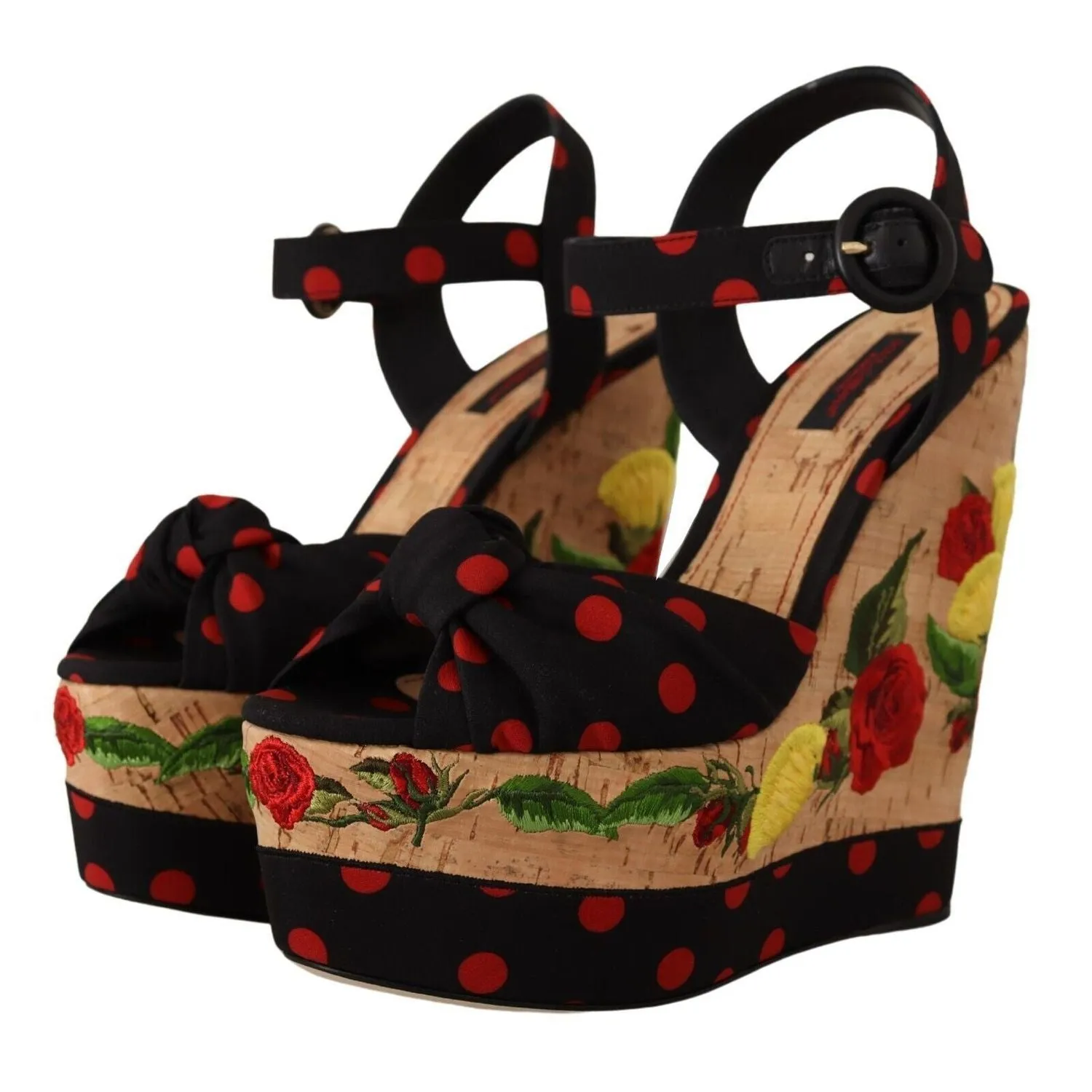 Dolce & Gabbana Multicolor Platform Wedges Sandals Charmeuse Shoes Sandals Designer