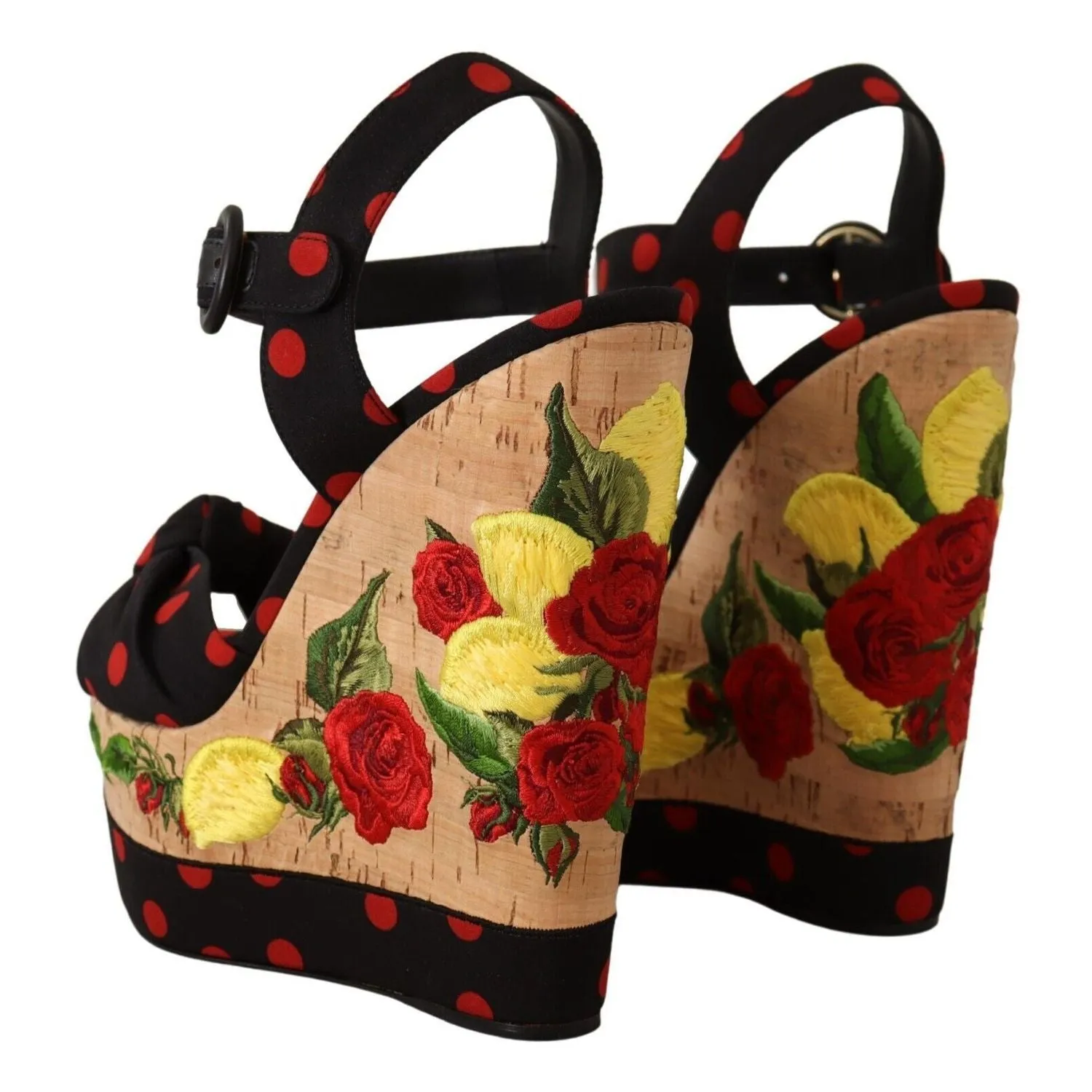 Dolce & Gabbana Multicolor Platform Wedges Sandals Charmeuse Shoes Earth Origin Sandals