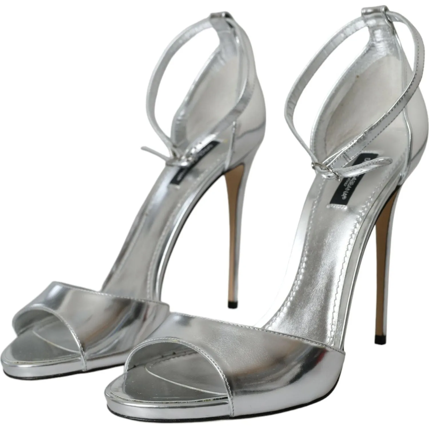 Sandals Thin Strap Dolce & Gabbana Silver KEIRA Leather Heels Sandals Shoes