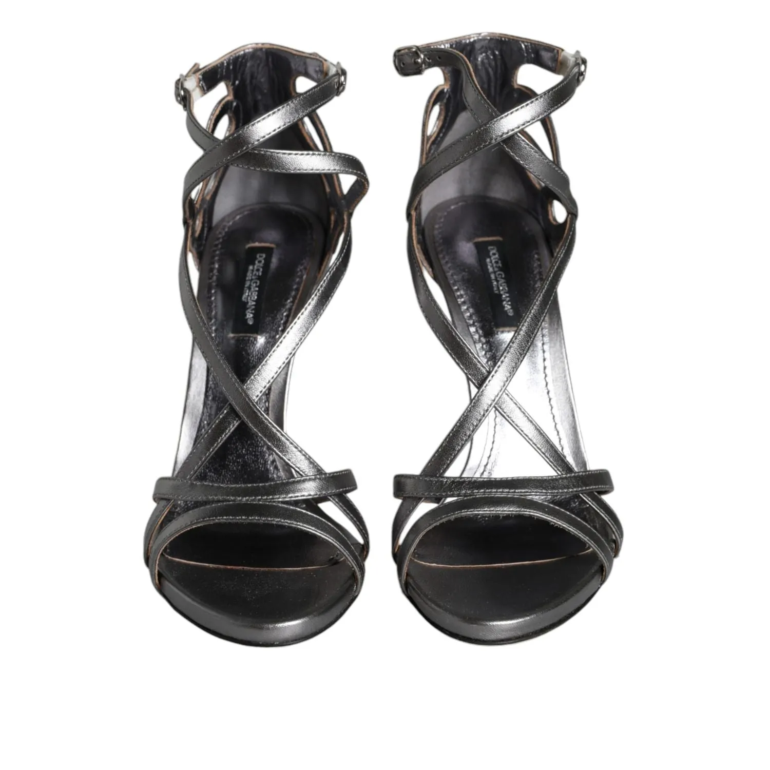 Small Wedge Heel Sandals Dolce & Gabbana Silver Keira Leather Heels Sandals Shoes