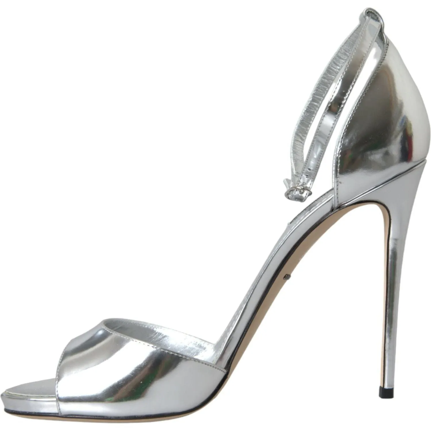 Dolce & Gabbana Silver KEIRA Leather Heels Sandals Shoes Bike Sandals
