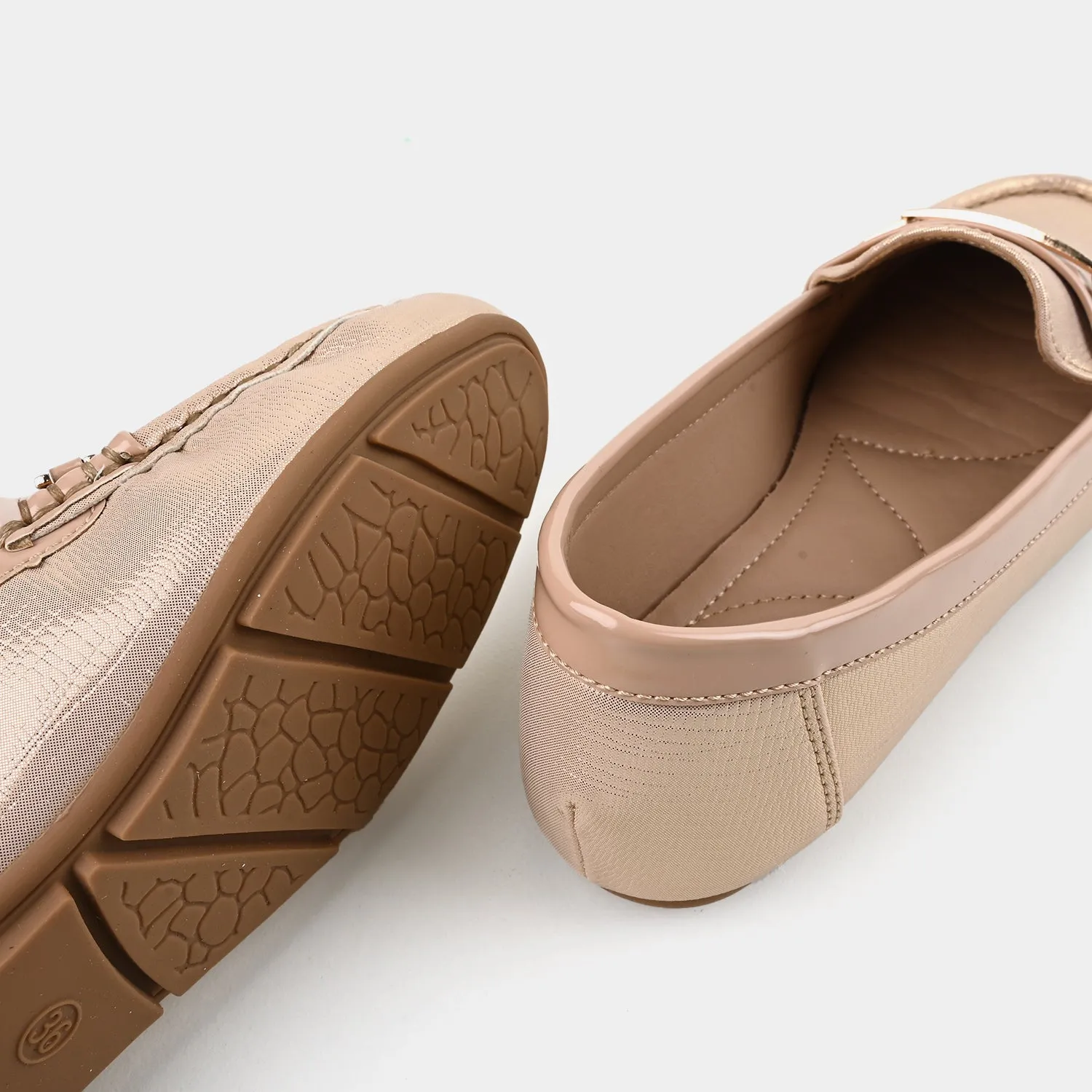 Teens Girls Loafers OS-07-Golden Loafers With Heel