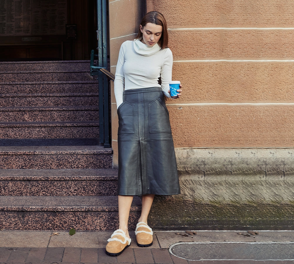 AUSTRALIAN SHEPHERD UGG Slippers Women Sheepskin Wool Shearling Lined Remi 7-11 Slippers