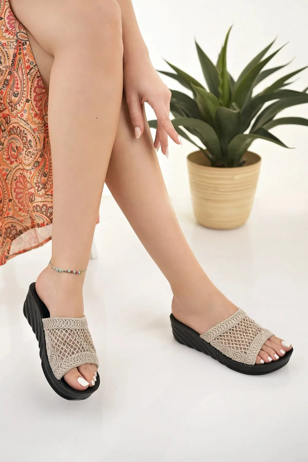 Modafrsat Women's Stylish Slippers Woven Slippers