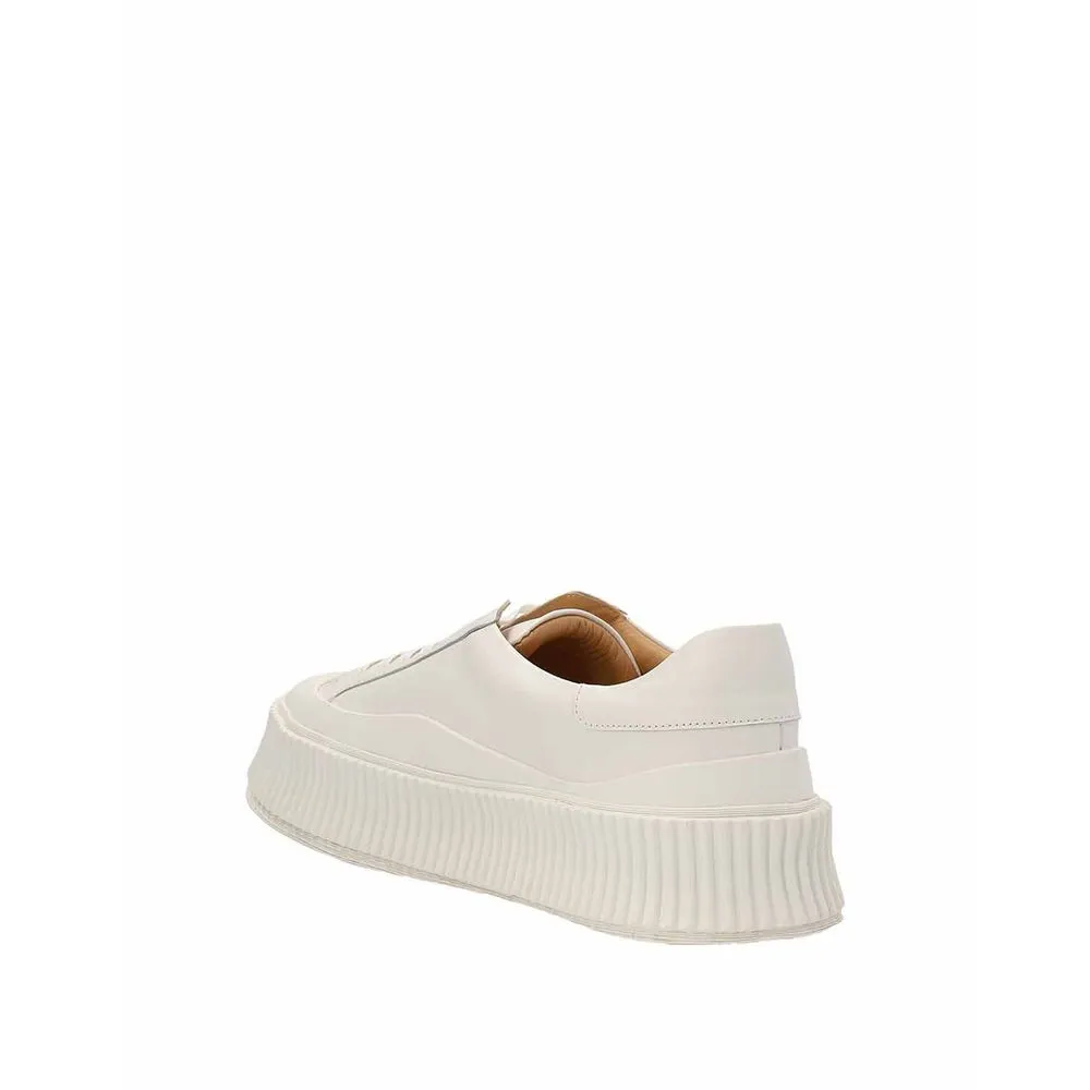Jil Sander White Calfskin Platform Sneakers Red And White Sneakers