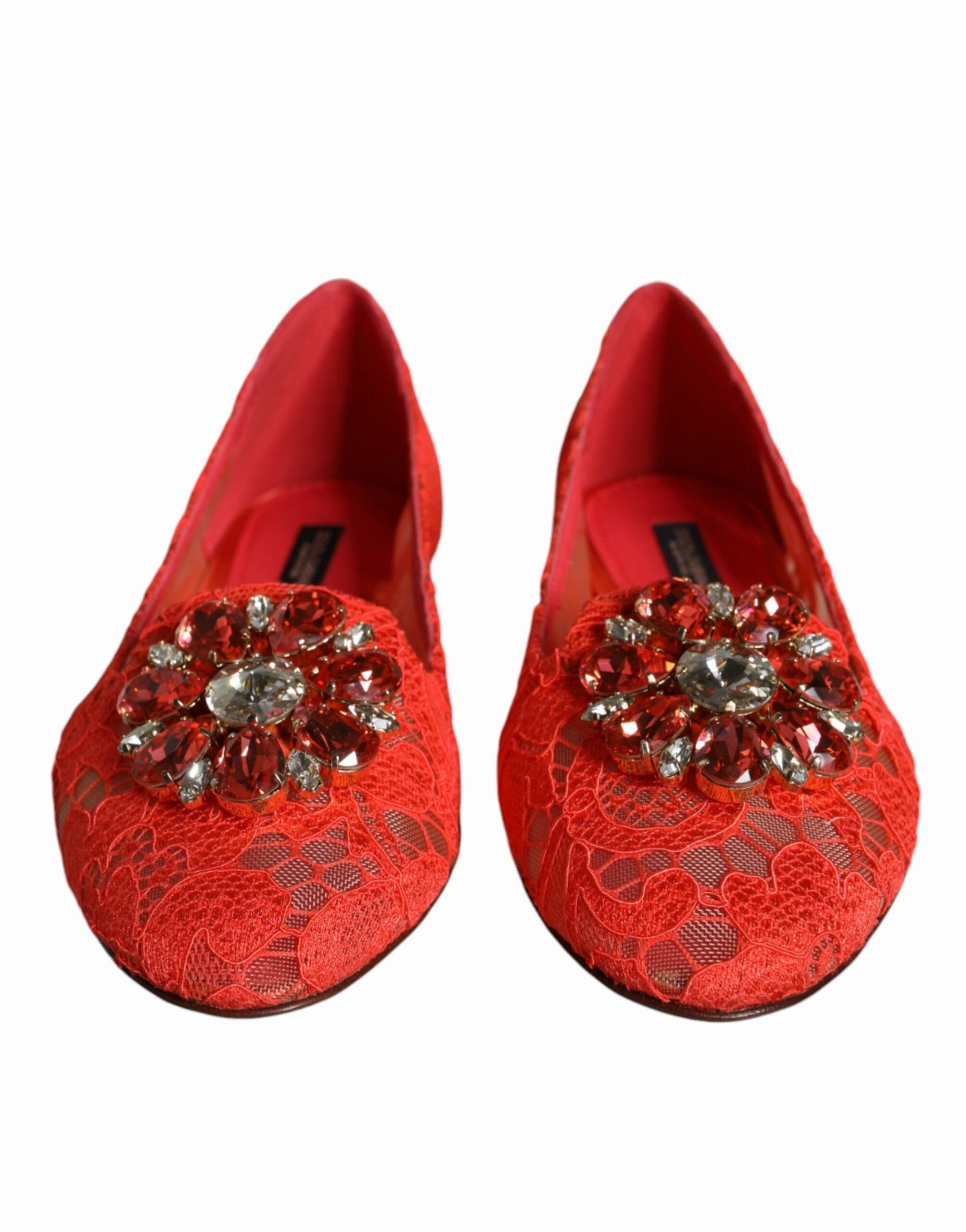 Women Designer Loafers Coral Lace Crystal Ballet Flats Loafers Shoes