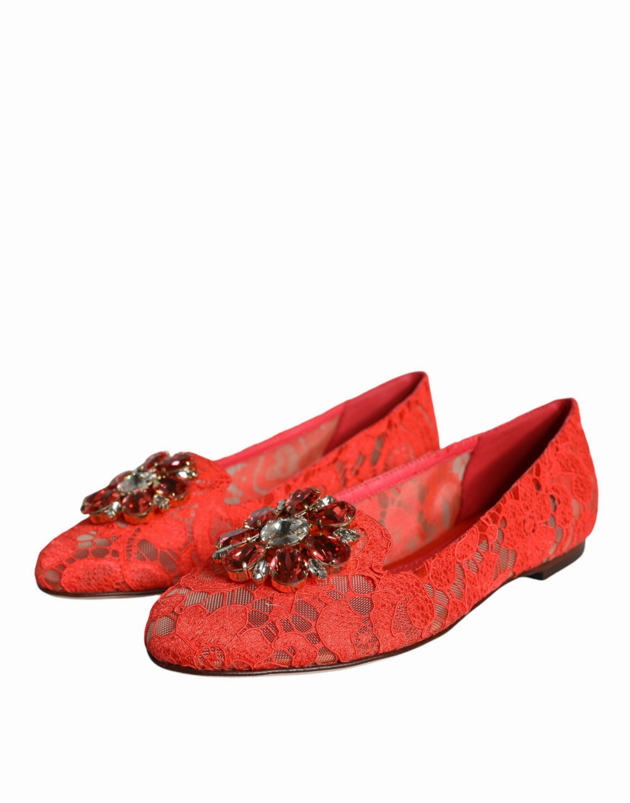 Coral Lace Crystal Ballet Flats Loafers Shoes Dr Martins Loafers