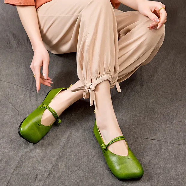 Flats Shoes Walmart Cowhide Comfortable Slip-on Leather Flat Pea Shoes