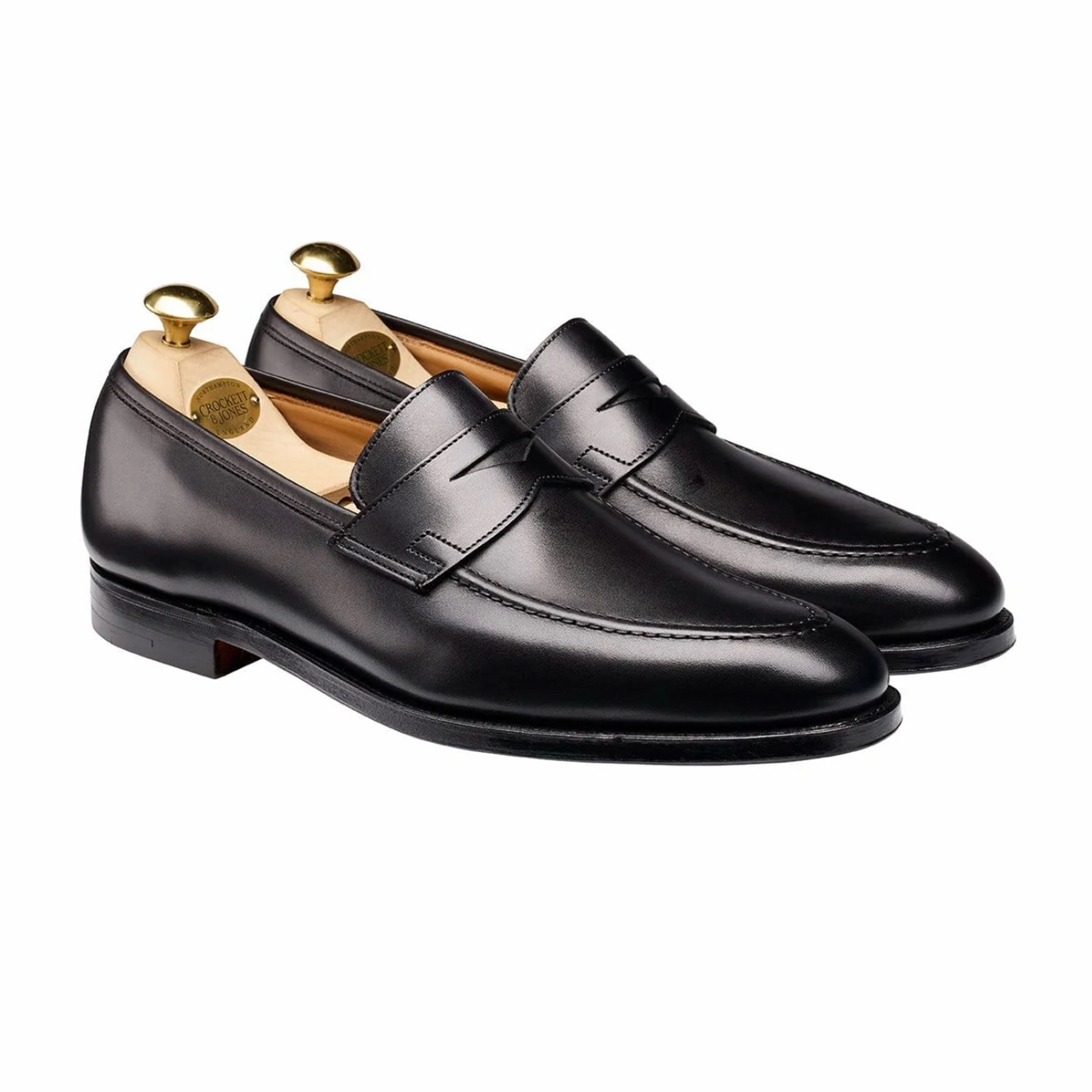 Wallabee Loafers Crockett & Jones - Sydney Black Leather Loafers - Single Leather Sole