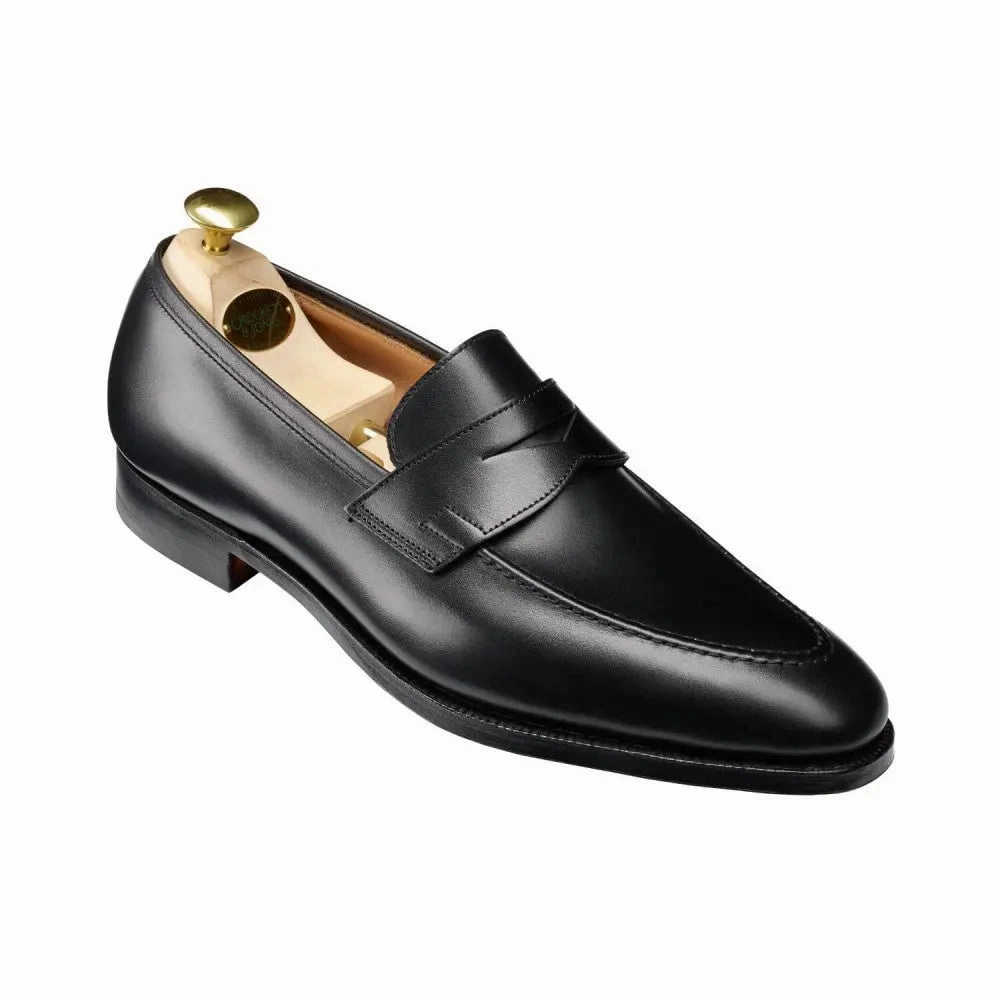 Crockett & Jones - Sydney Black Leather Loafers - Single Leather Sole Loafers Steel Toe