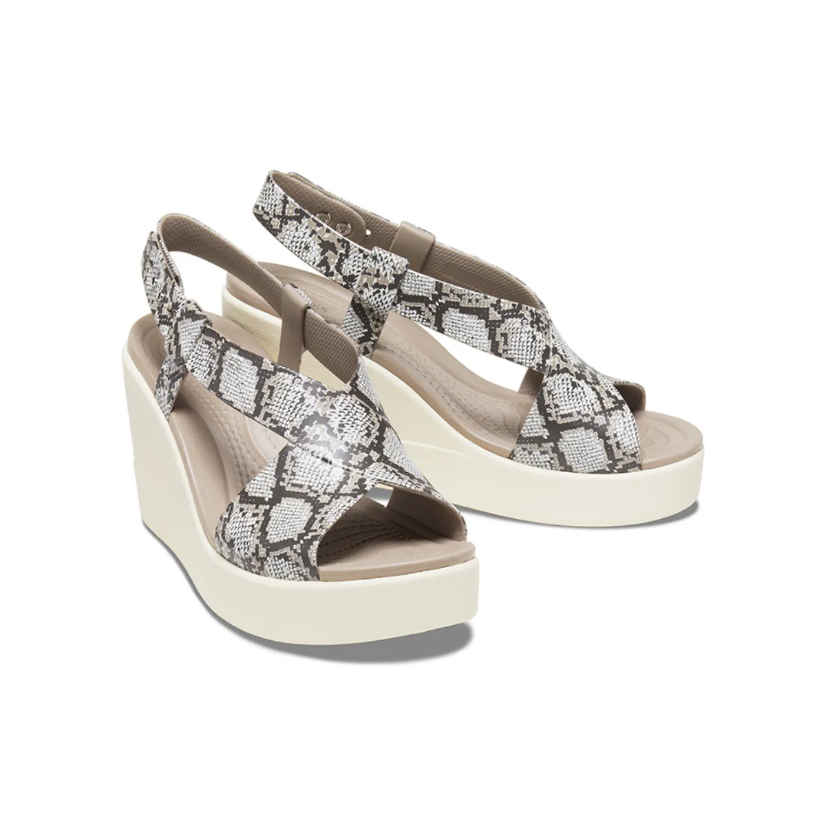 Flat Slide Sandals Crocs Brooklyn High Wedge Women Sandals - Multi