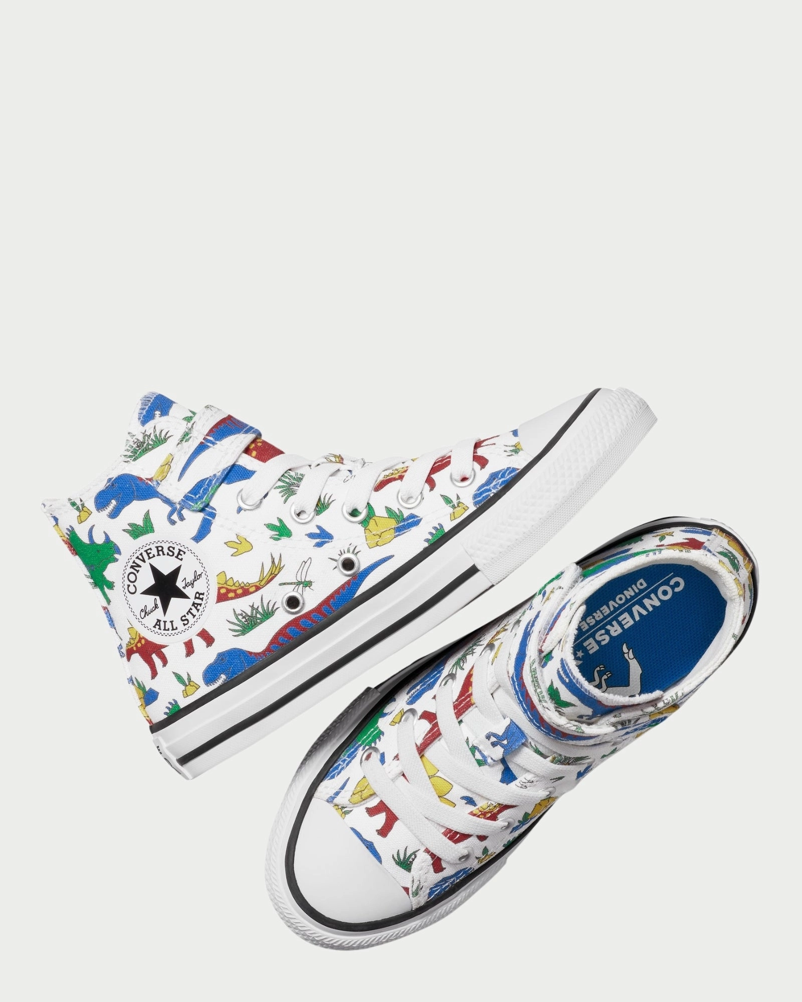 Ct As 1v Hi Dinocons Yth B White/Totally Blue/Enamel Red Gold And Silver Sneakers