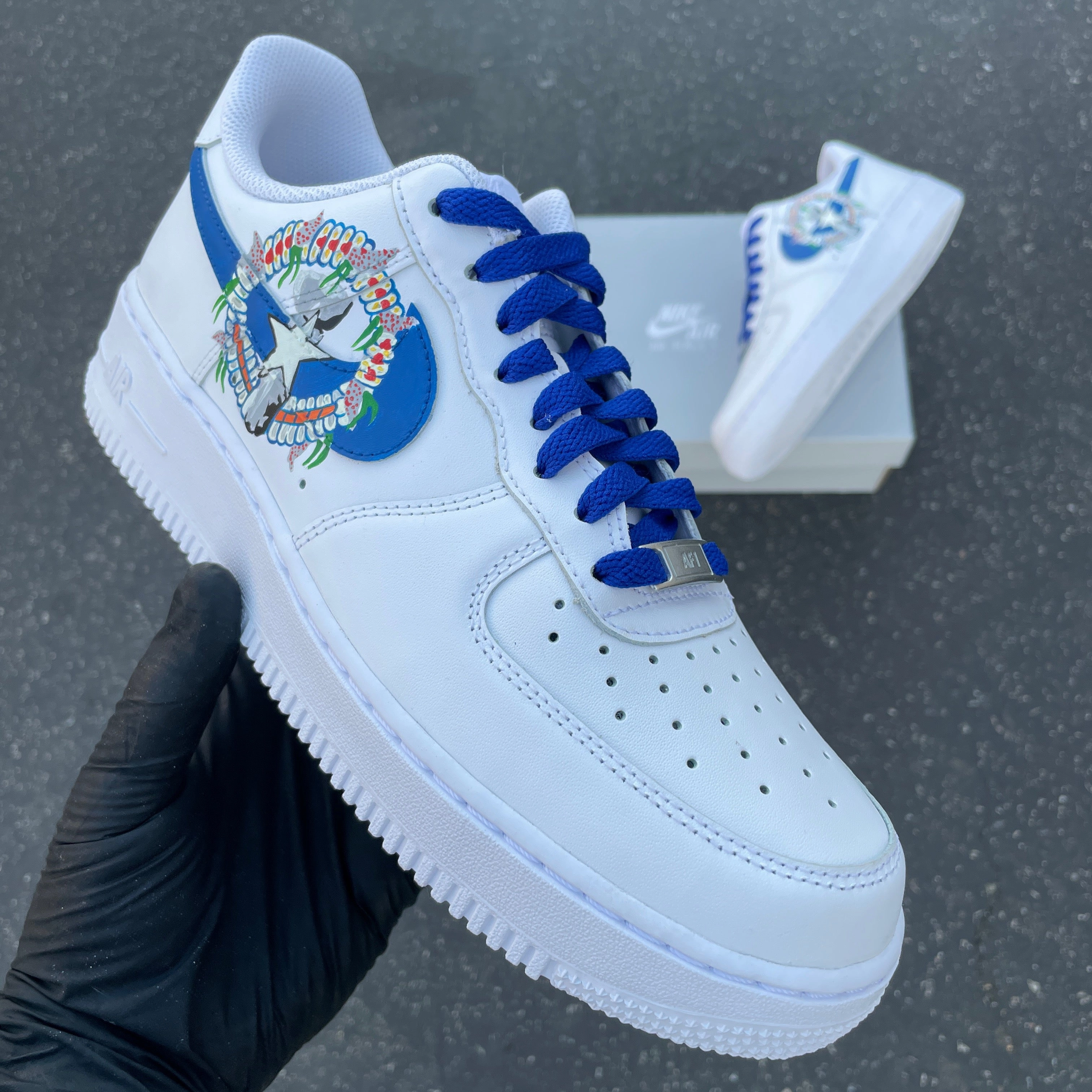 Custom Hand Painted CNMI Northern Mariana Islands Nike Air Force 1 Low Asics Sky Elite Ff Indoor Court Shoes