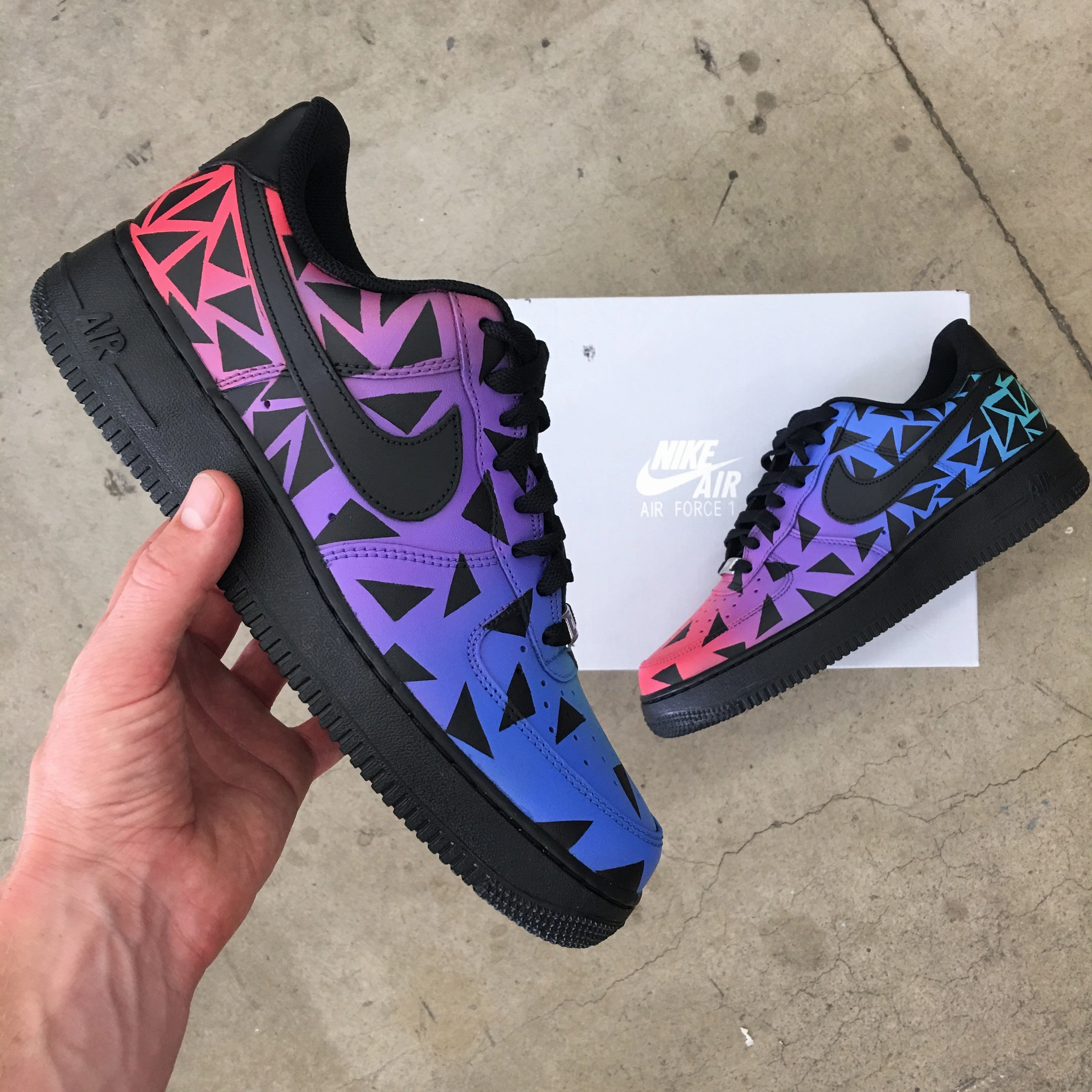 Custom Hand painted Nike Air Force 1 Low - Color Punch Asics Gel Foundation Shoes