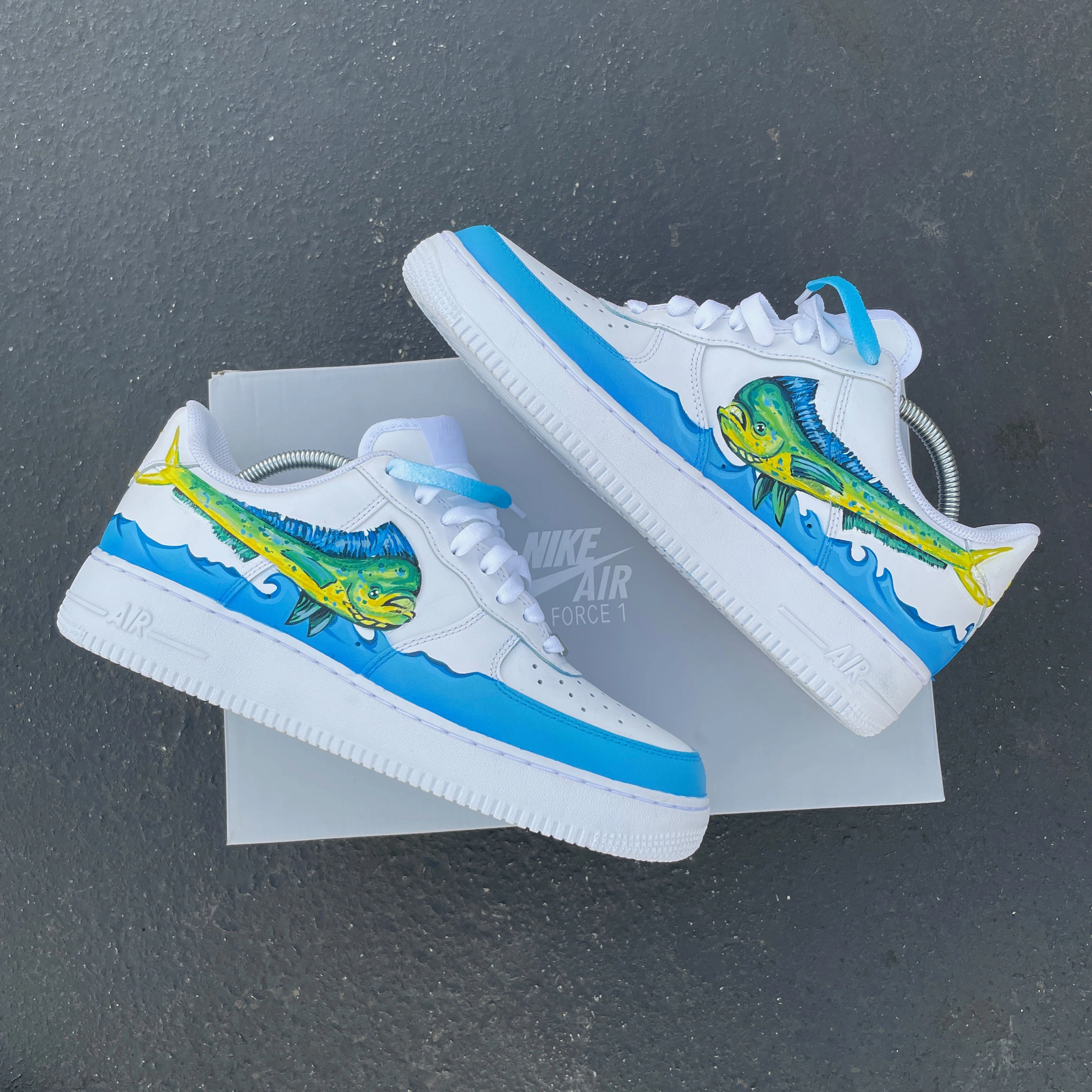 Asics Tokyo Marathon 2024 Shoes Custom Hand Painted White Mahi-mahi Fishing Themed Nike Air Force 1 Low