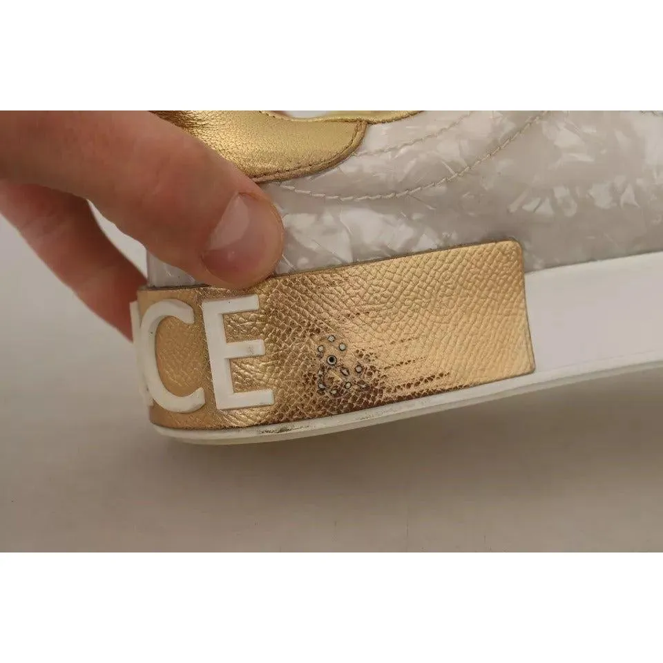Dolce & Gabbana White Portofino Mother Of Pearl Sneakers Casual Shoes Sperry Top Sider Sneakers