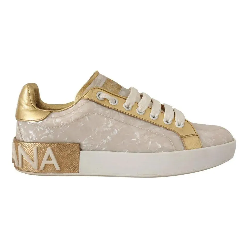 Dolce & Gabbana White Portofino Mother Of Pearl Sneakers Casual Shoes Sam Edelman Sneakers