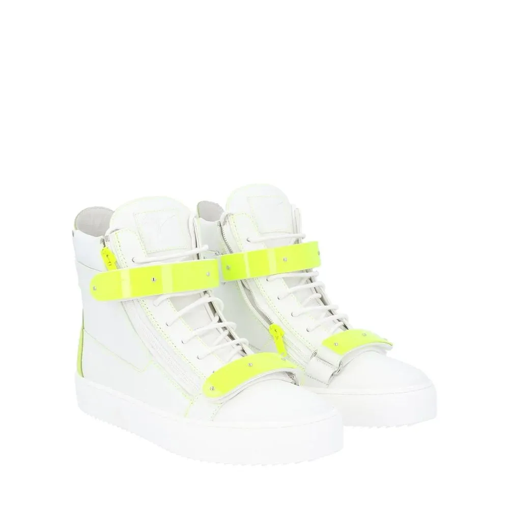 Shoes Vs Sneakers Giuseppe Zanotti White Calfskin High Top Sneakers