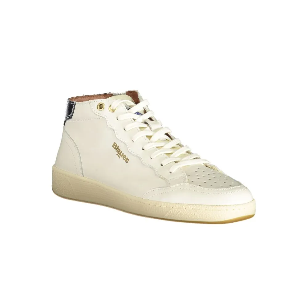 Blauer White Leather Men Sneaker Pearl Sneakers
